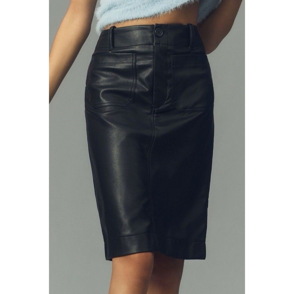 ANTHROPOLOGIE MAEVE Women's Colette Straight Pencil Skirt MEDIUM Faux Leather - Picture 9 of 16